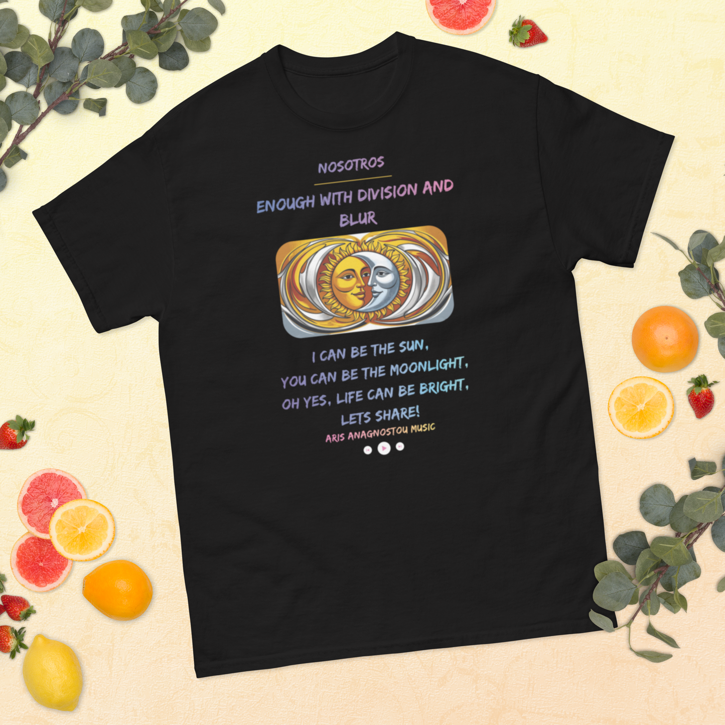 Artist T-shirt Original Art & Lyrics by Aris Anagnostou "Nosotros"