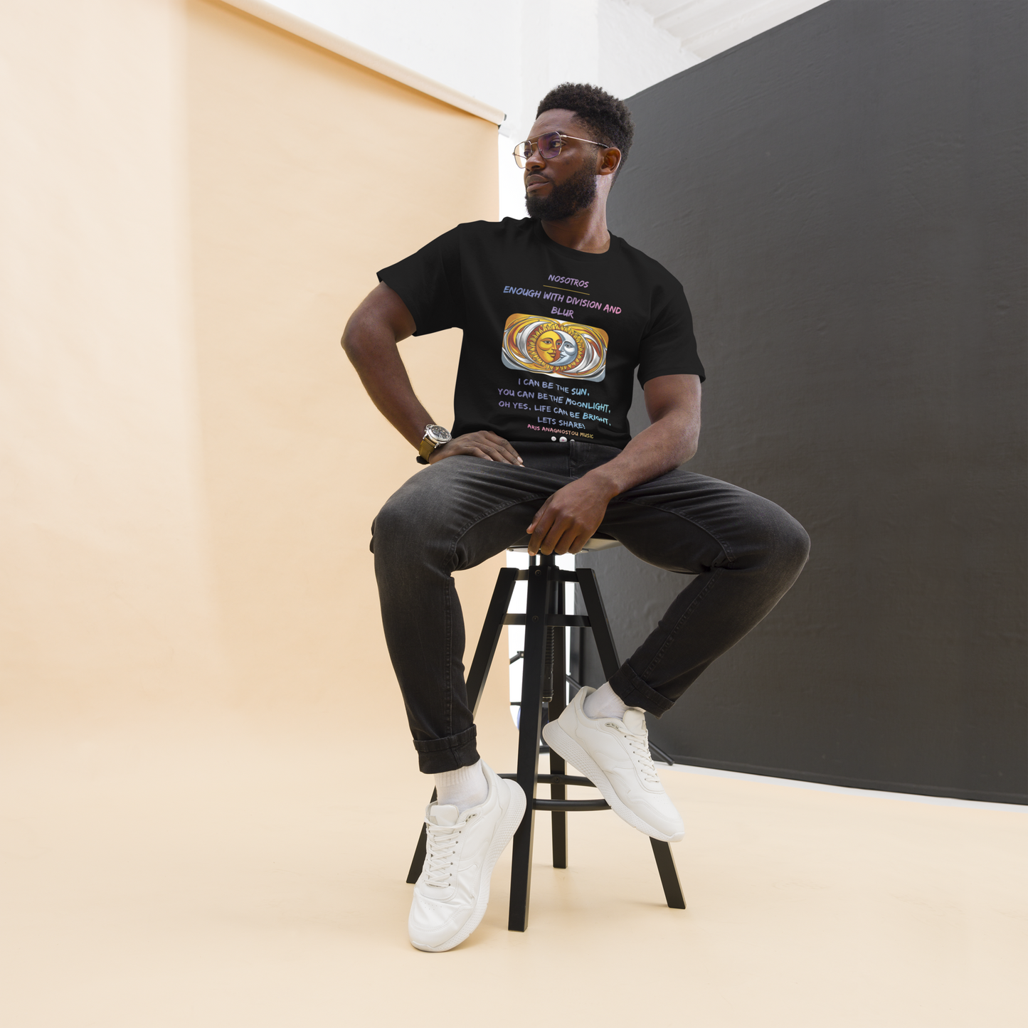 Artist T-shirt Original Art & Lyrics by Aris Anagnostou "Nosotros"